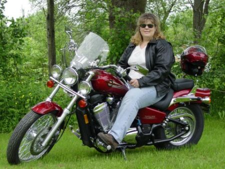 Kristi on her Honda Shadow VLX